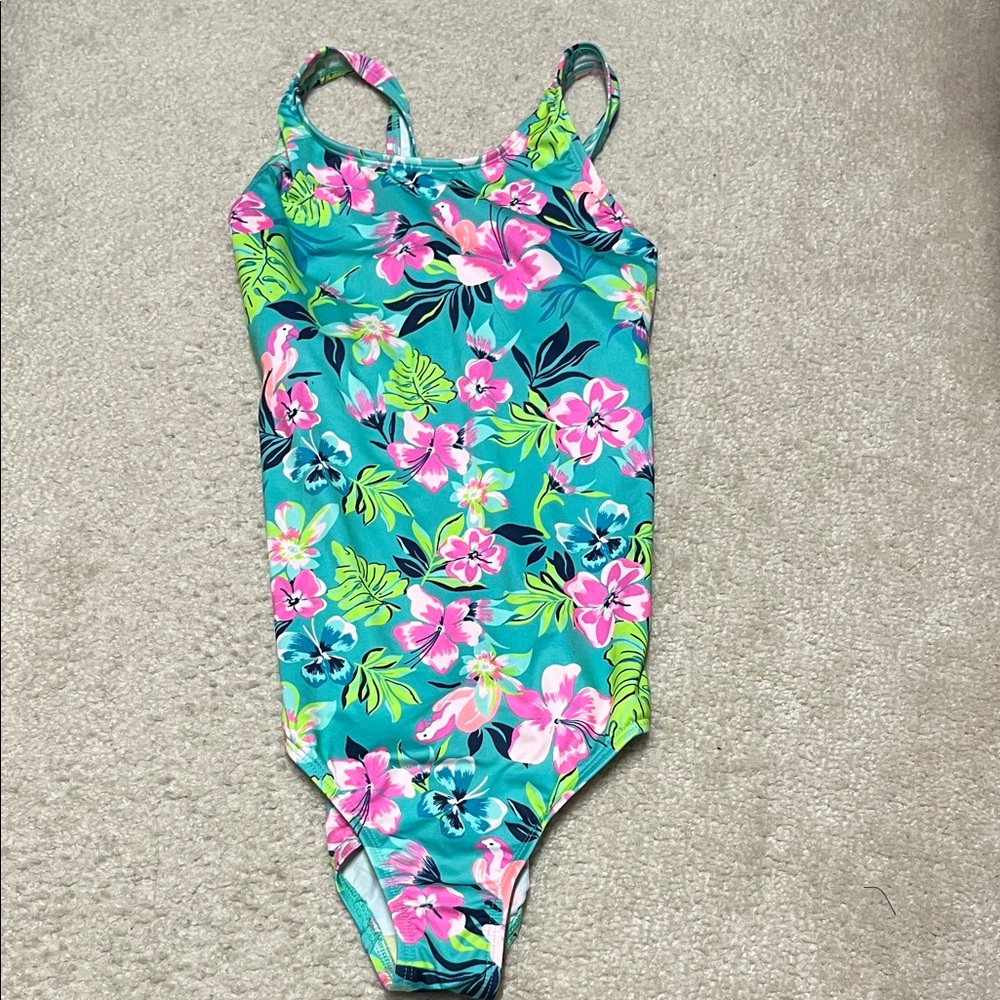 Lands' End Girls' Floral One-Piece Swimsuit Size 16
